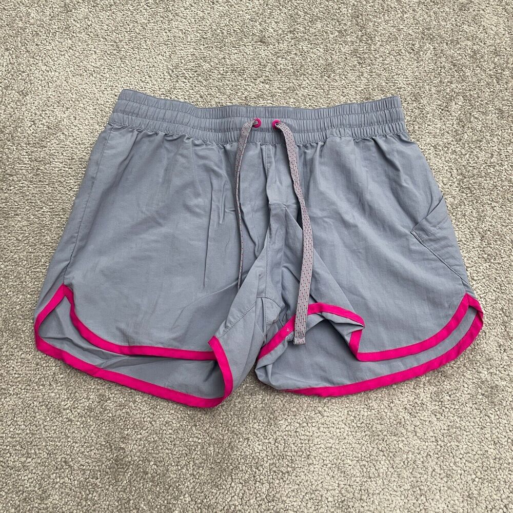 Columbia Active Shorts Womens Medium Gray Pink Elastic Waist Running Athletic